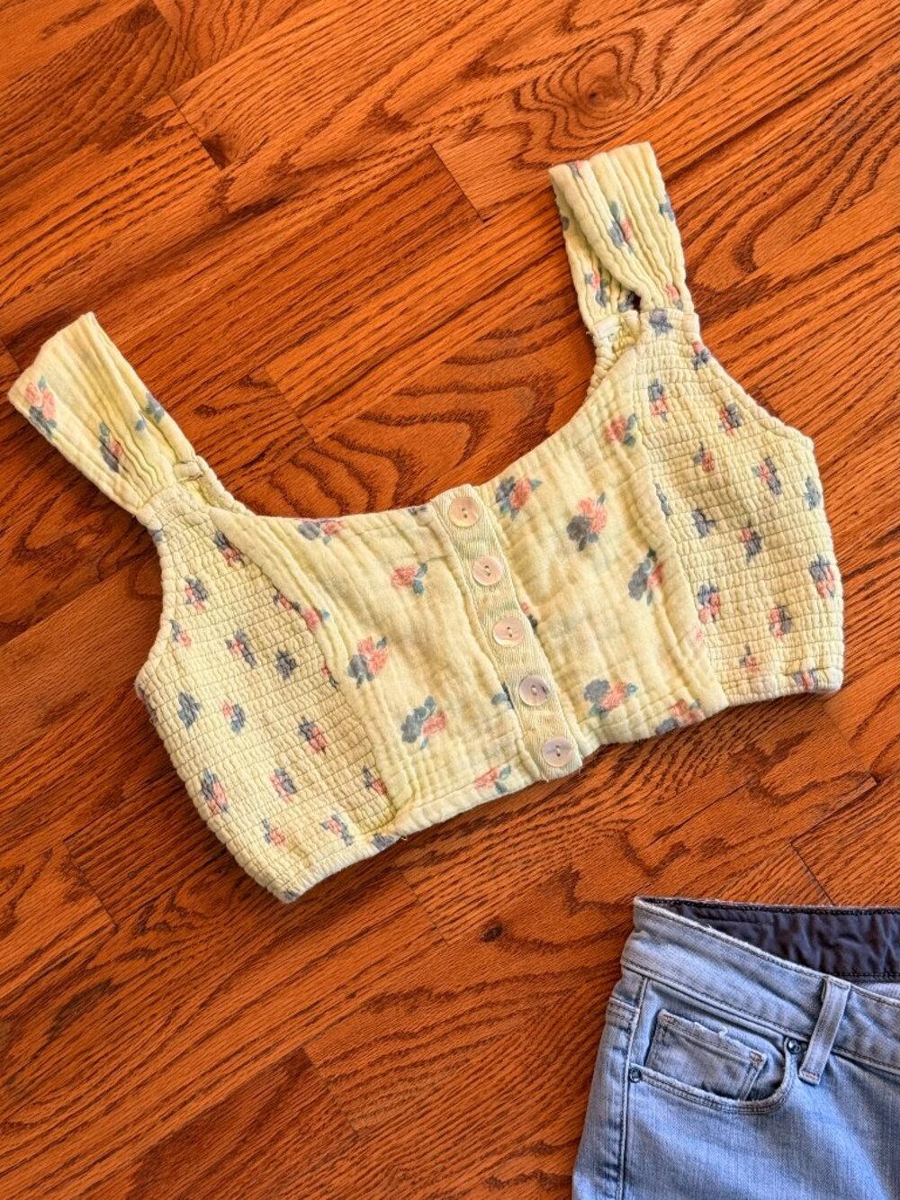 Free People Boho Floral Crop Top Size Medium